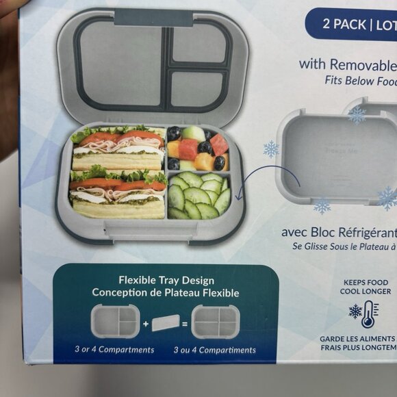New Bentgo Chill XL 5 Cup Lunch Box Set Ice Pack 3/4 Compartment 8B03WB Blue - Picture 10 of 10